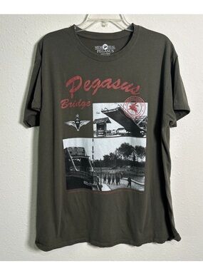 WW2 D-Day Pegasus Bridge British Army Green T-Shirt Men’s Size XL June 6 1944